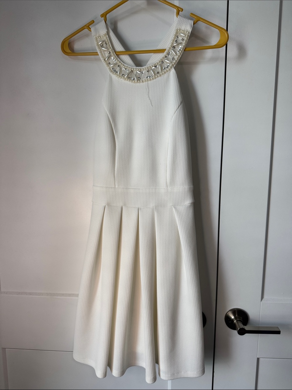 Alga cream textured Embellished Halter Dress size XS
